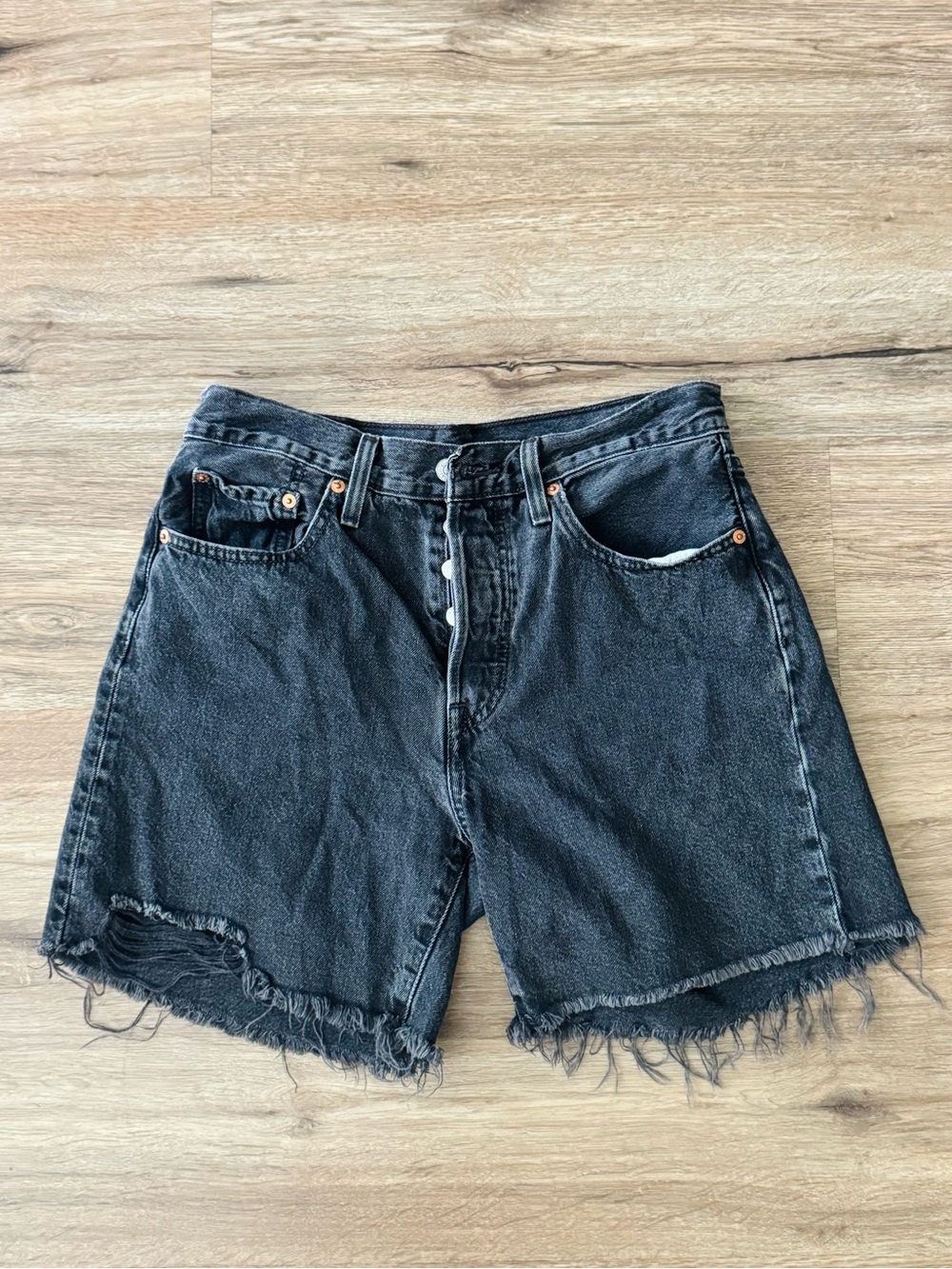 Levi's Black Cutoff Frayed Denim Shorts